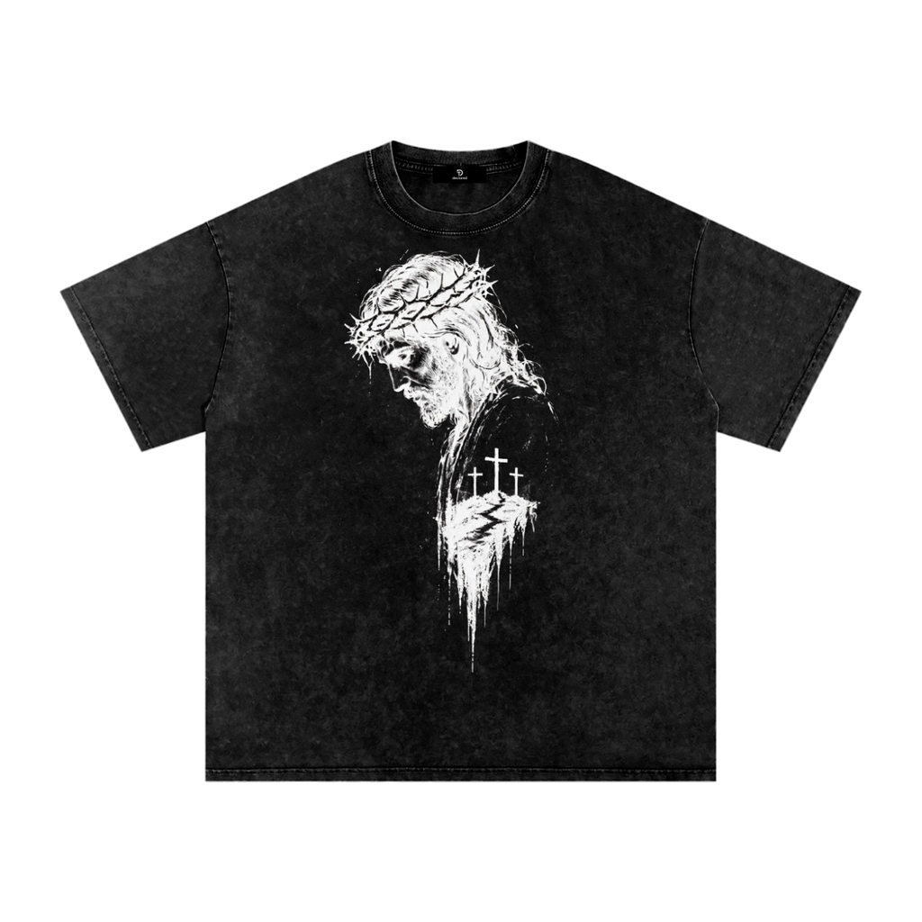 Jesus Design Acid Wash T-Shirt